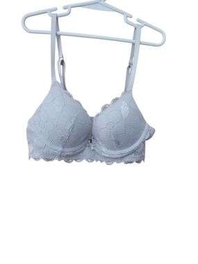 aerie Lace Push-Up Bra in Light Gray